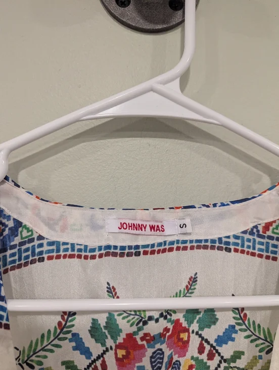 Johnny Was Silk Fringe Floral Kimono Size Small - Picture 4 of 8